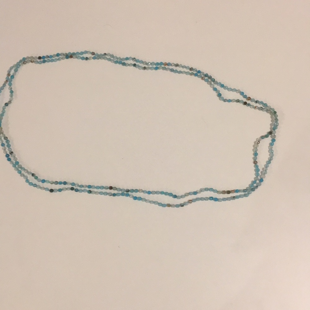 Long blue beaded necklace
